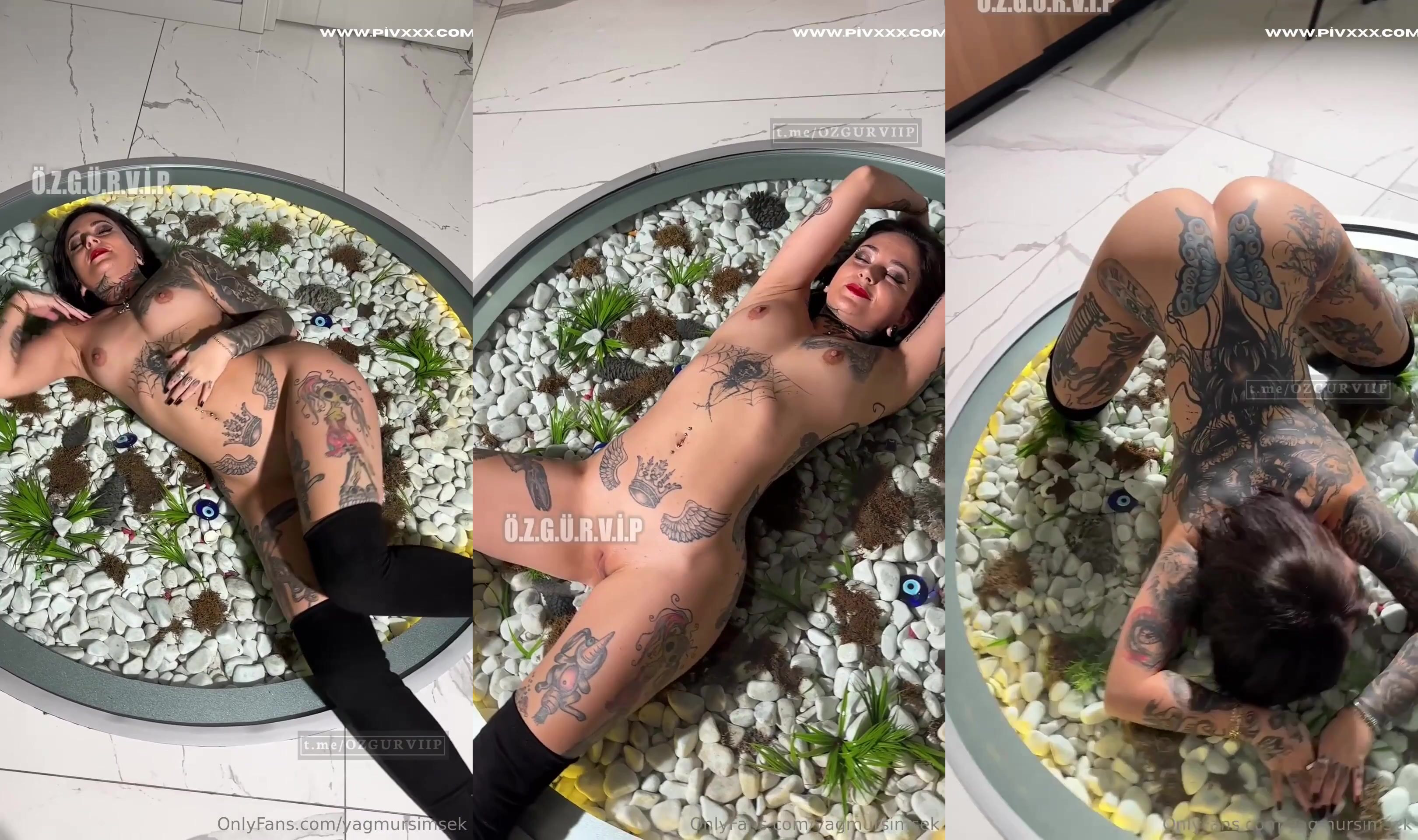 Taş havuzu üzerinde seksi bir şölen